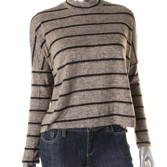 Soprano Striped Mock Turtleneck Pullover Sweater - Picture 2 of 3